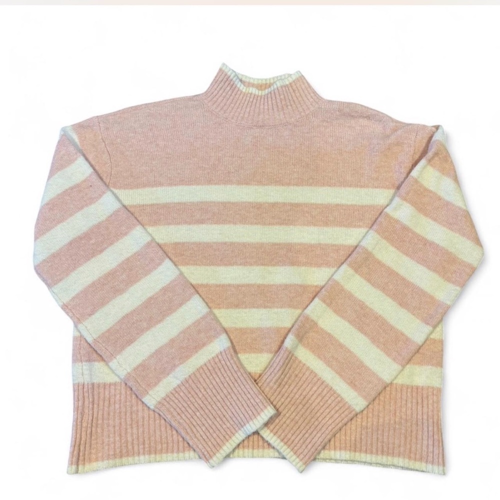 Ultra Flirt Pink and White Striped Mockneck Sweater